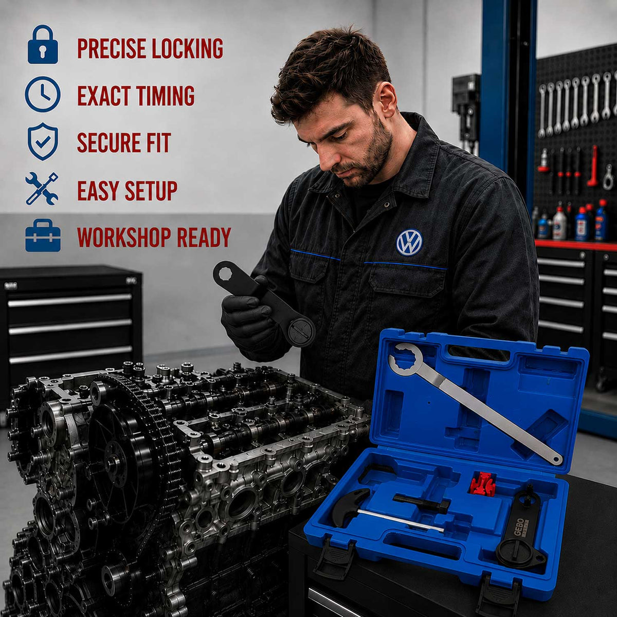 Trusa fixare distributie VAG 1.0 1.2 1.4 TSI tFSI tgi GEBO TOOLS