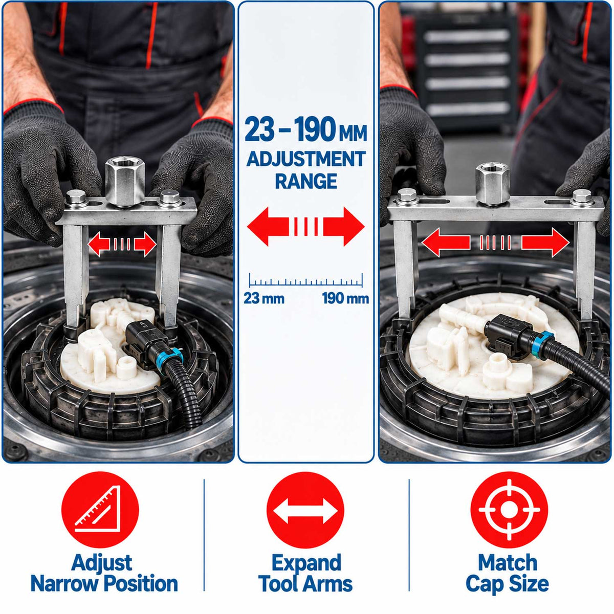Cheie reglabila capac pompa de combustibil pentru rezervor 23-190mm GEBO TOOLS
