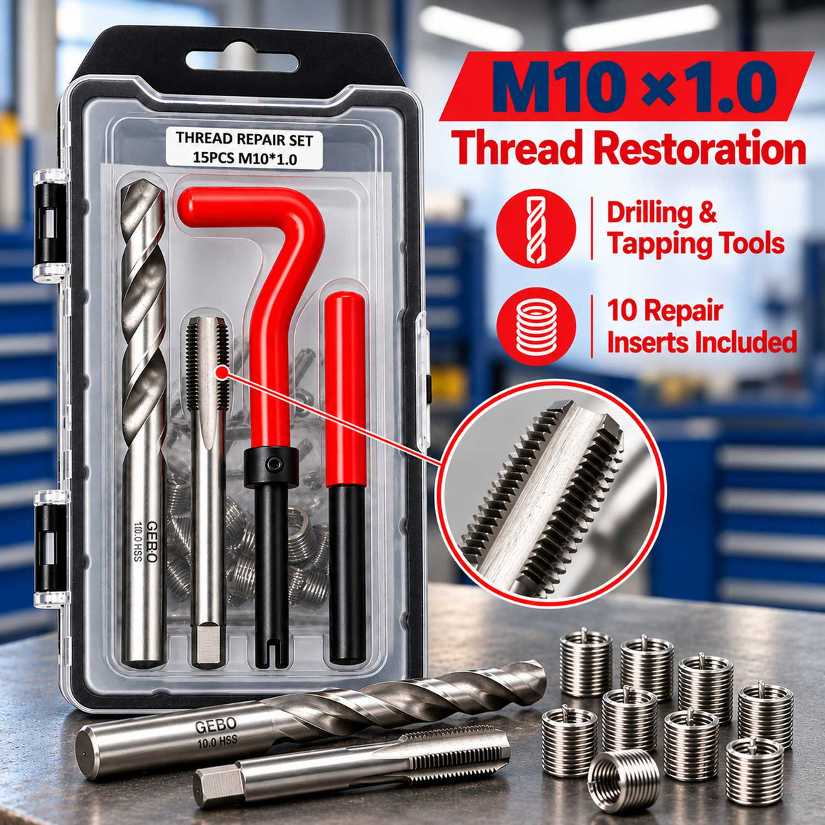 Kit reparatie filet m10x1.0 GEBO TOOLS