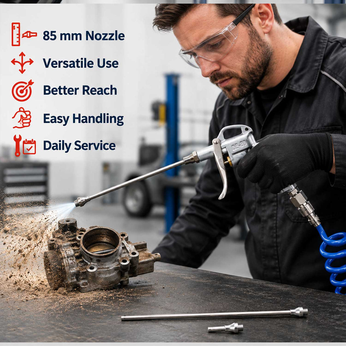Set pistol de suflat aer cu 3 duze GEBO TOOLS