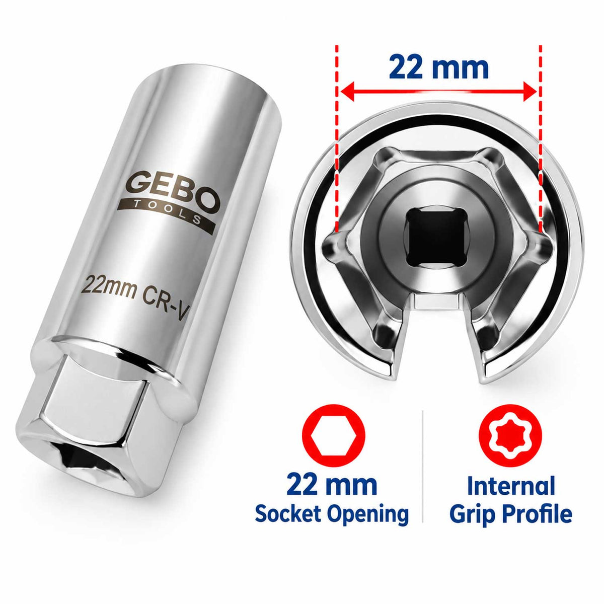 Cheie sonda lambda 3/8 22 mm crestatura 8 mm GEBO TOOLS