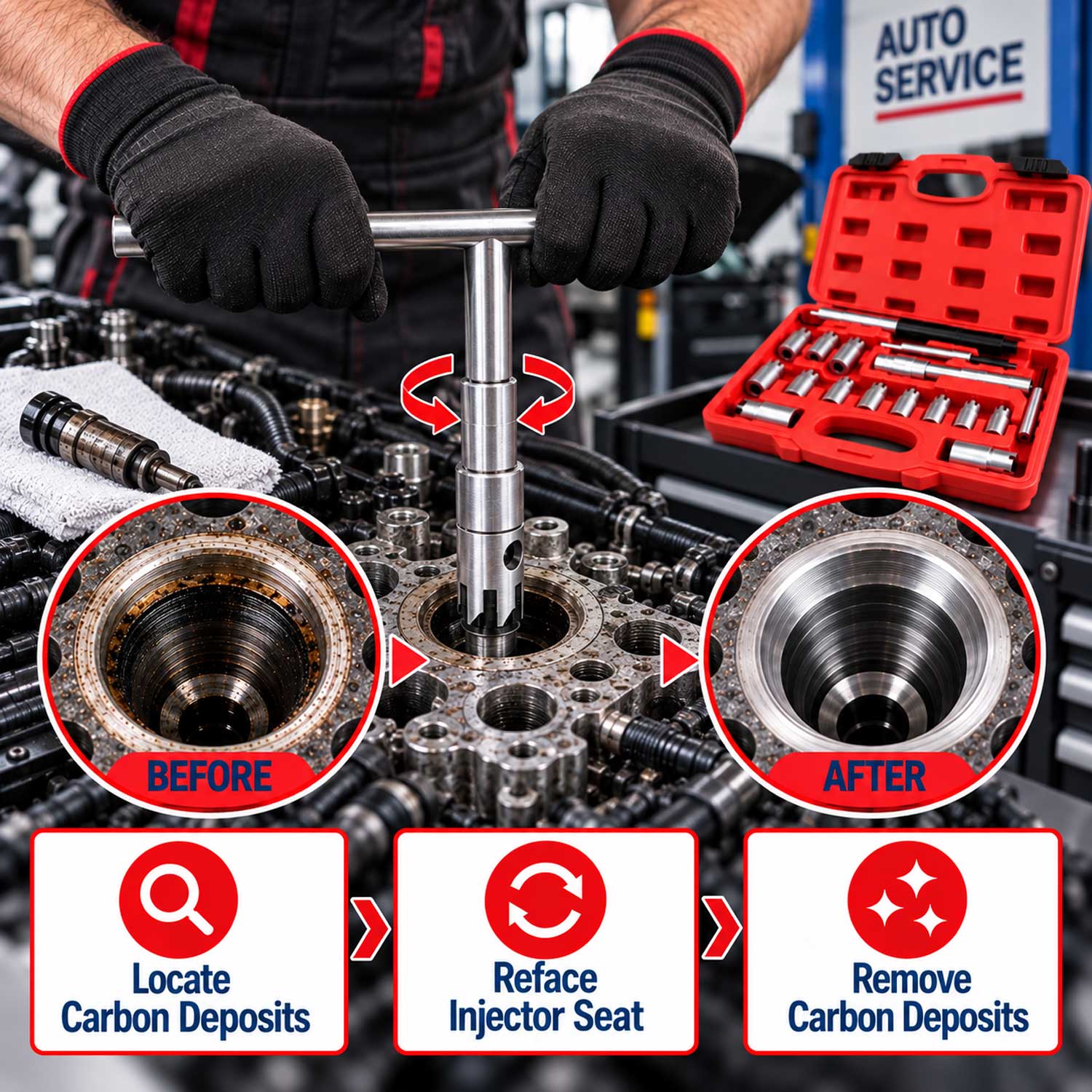 Trusa frezat locas injector 17 piese GEBO TOOLS