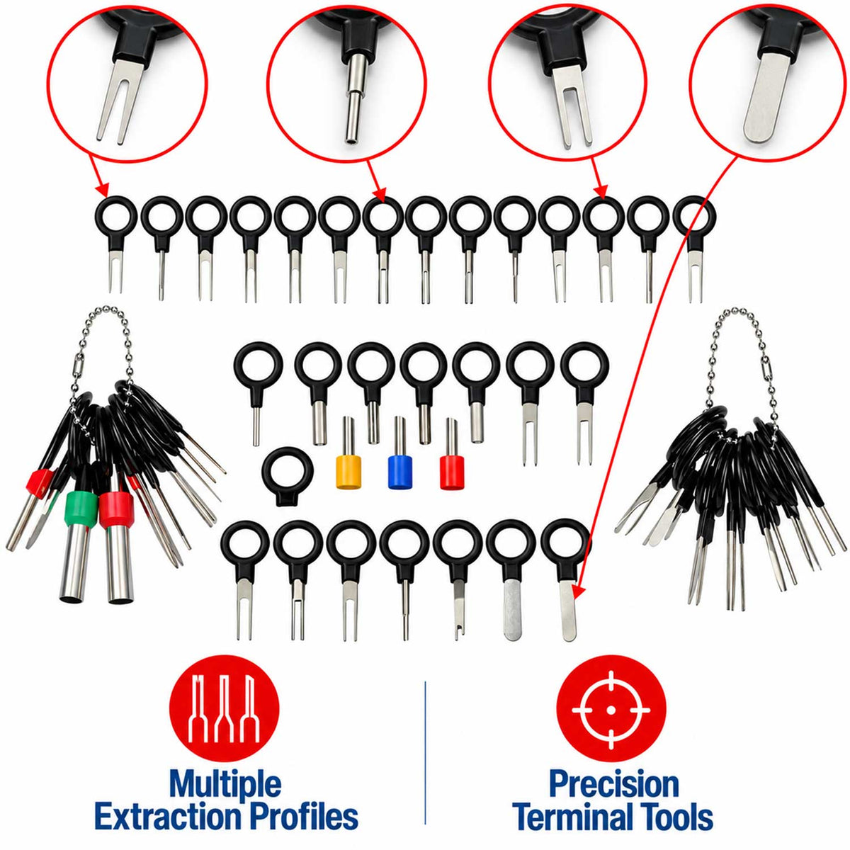 Set demontat terminale pini din prize si cuple electrice 38 piese  GEBO TOOLS