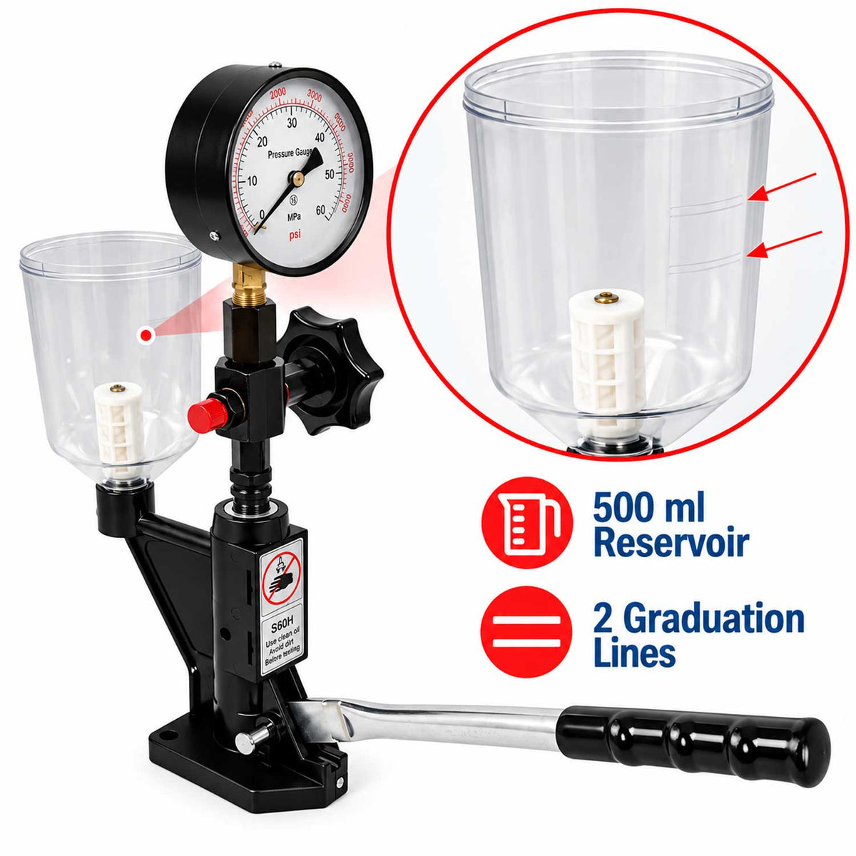 Tester pentru verificare presiune injectoare motorina 600 bar GEBO TOOLS