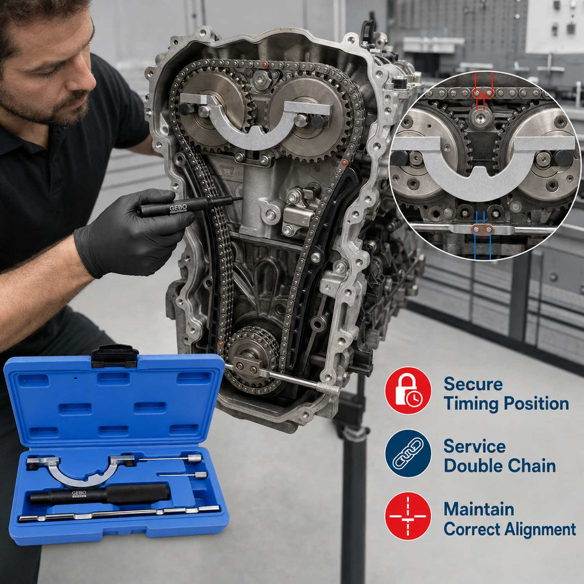 Trusa fixare distributie OPEL 1.0 1.2 1.4 12V GEBO TOOLS
