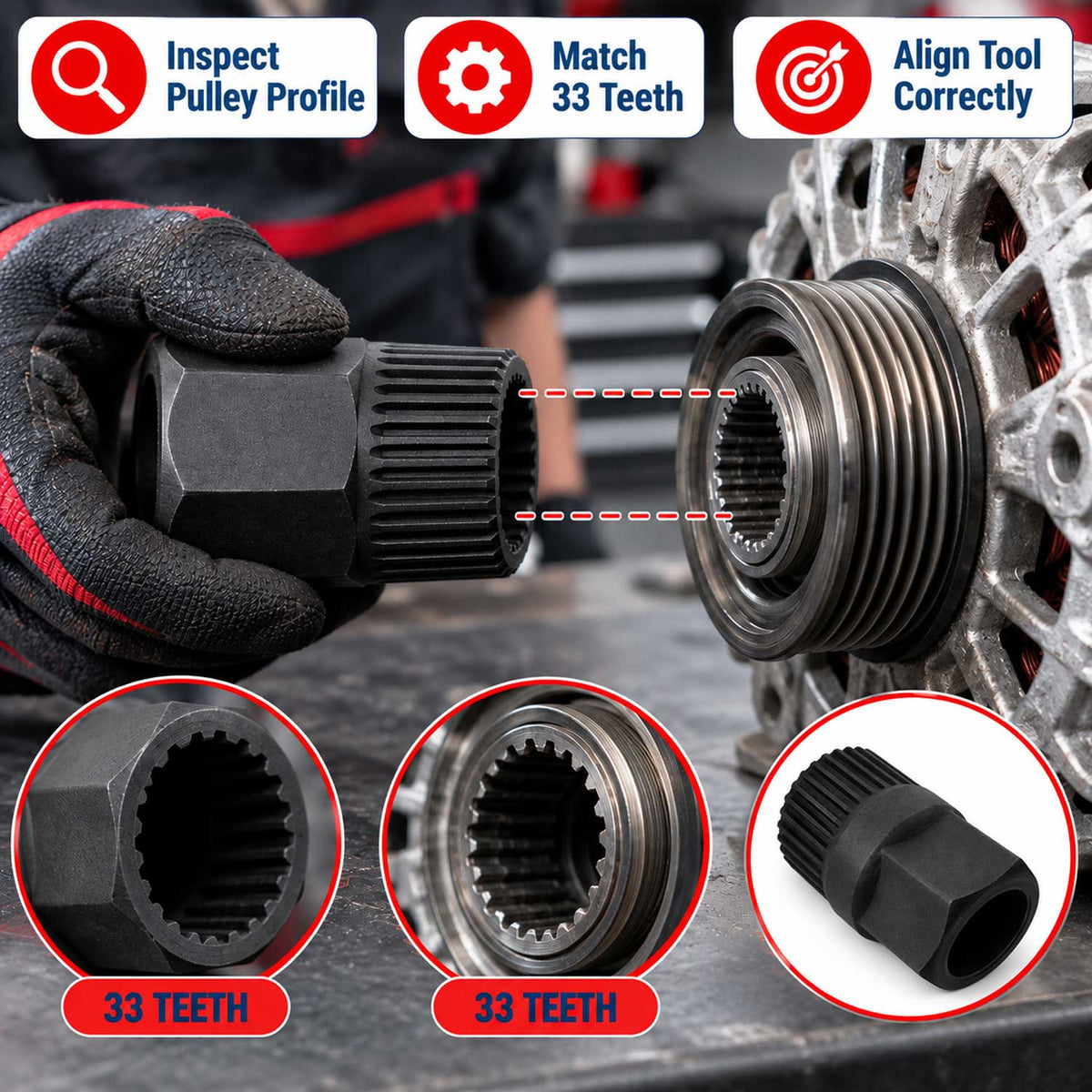 Cheie fulie alternator 33 dinti GEBO TOOLS