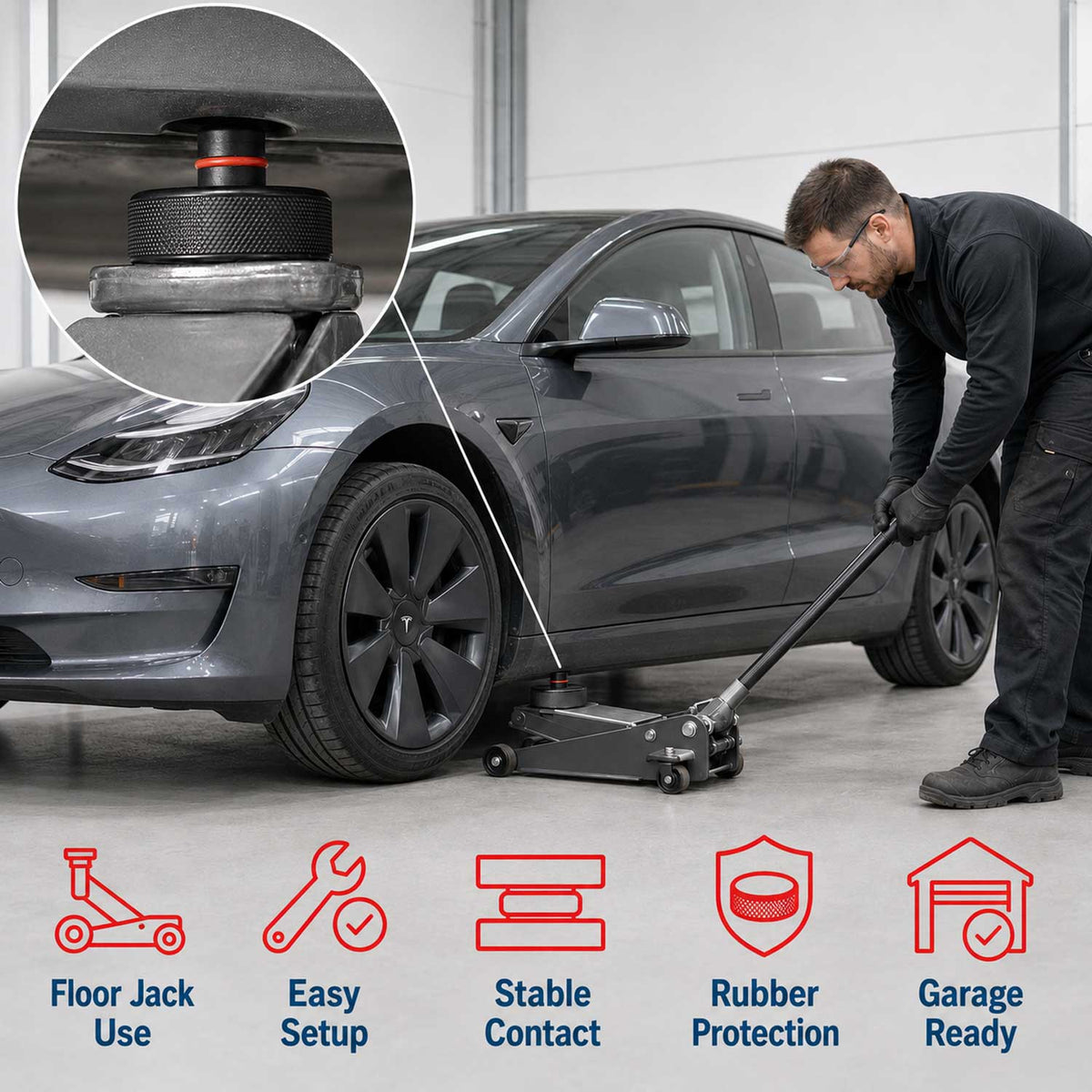 Set tampoane 78mm de protectie cric TESLA model 3, s, y & x GEBO TOOLS