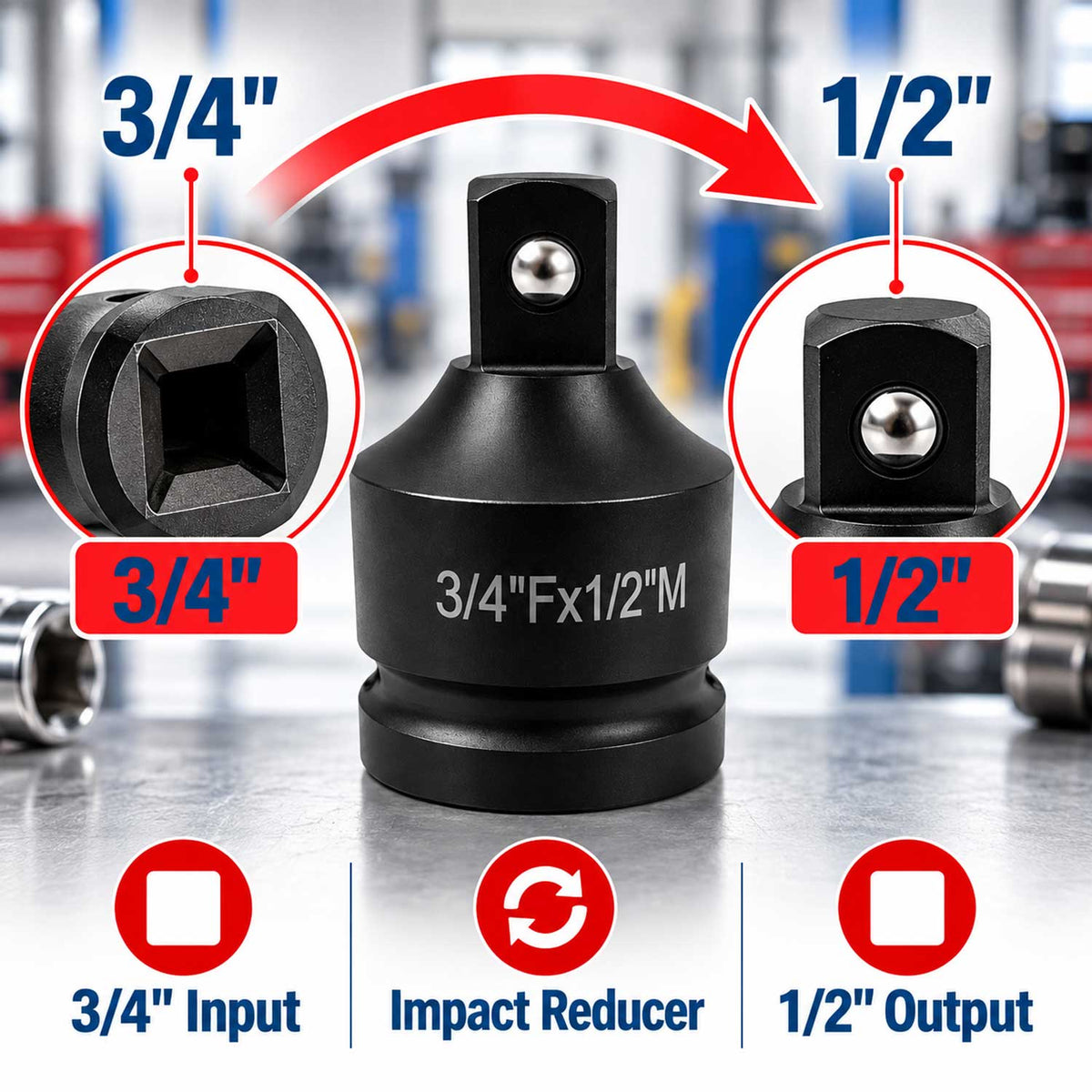 Adaptor reductor de impact 3/4  1/2 GEBO TOOLS