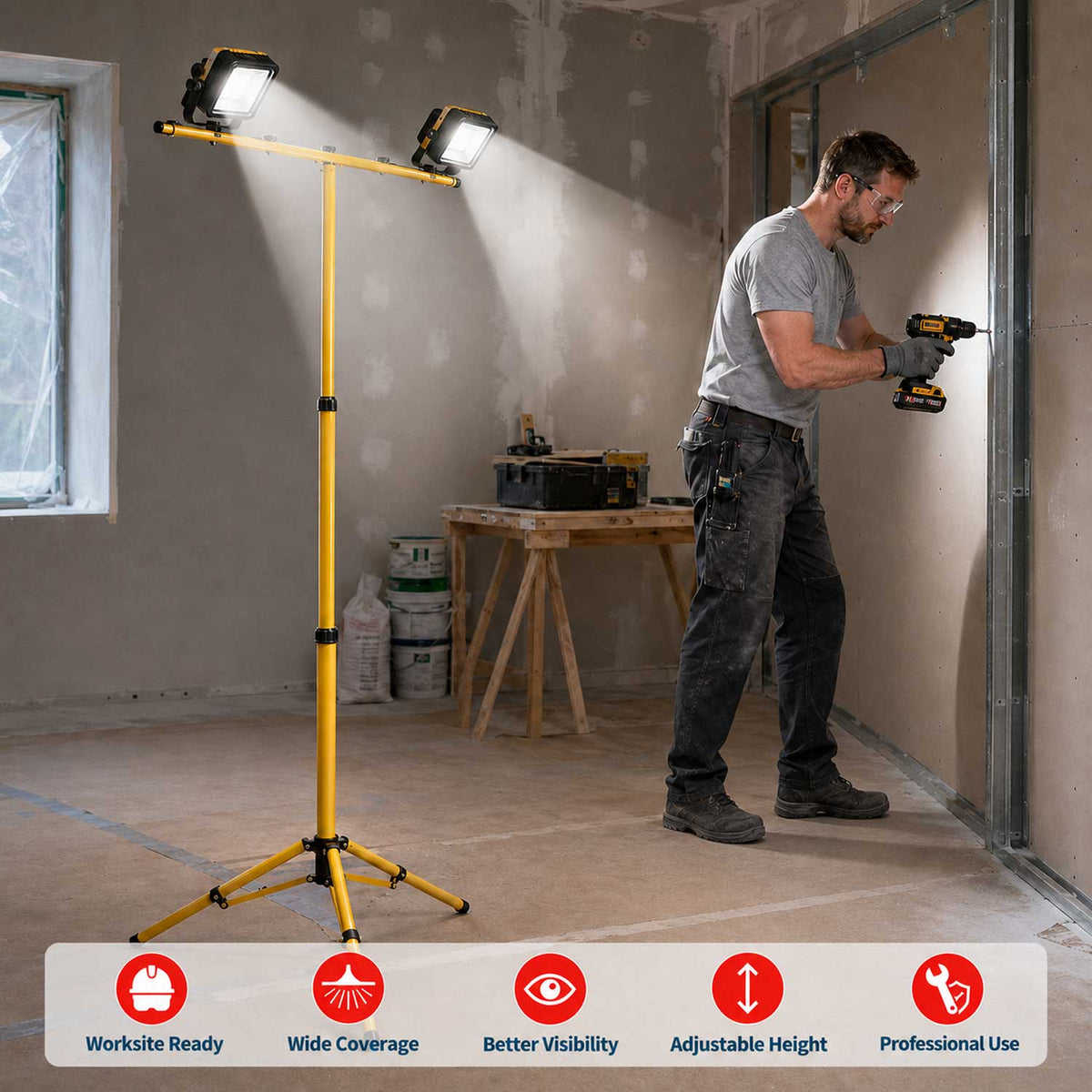 Stativ trepied reglabil 1.6m pentru lampa GEBO TOOLS