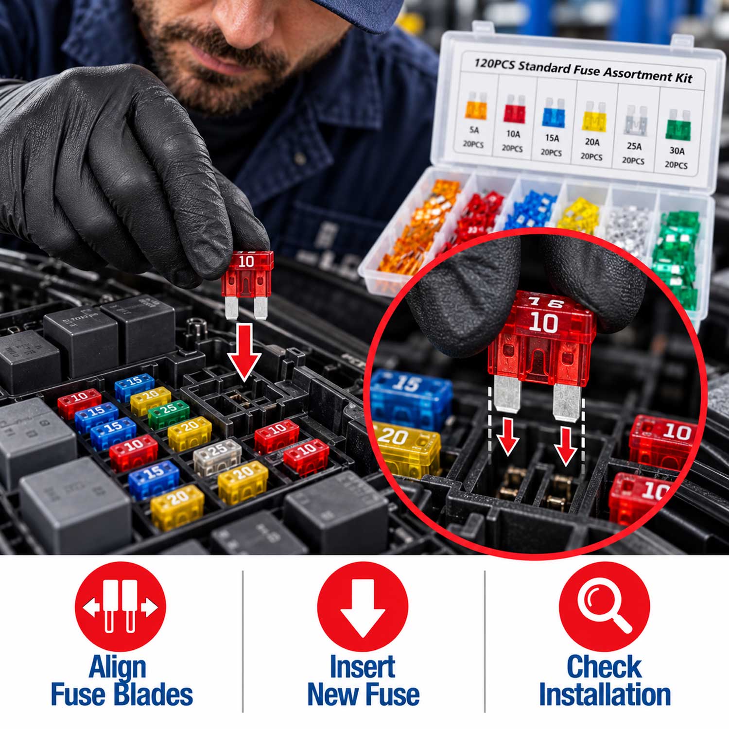 Set sigurante auto 5-30 amp 120 buc GEBO TOOLS