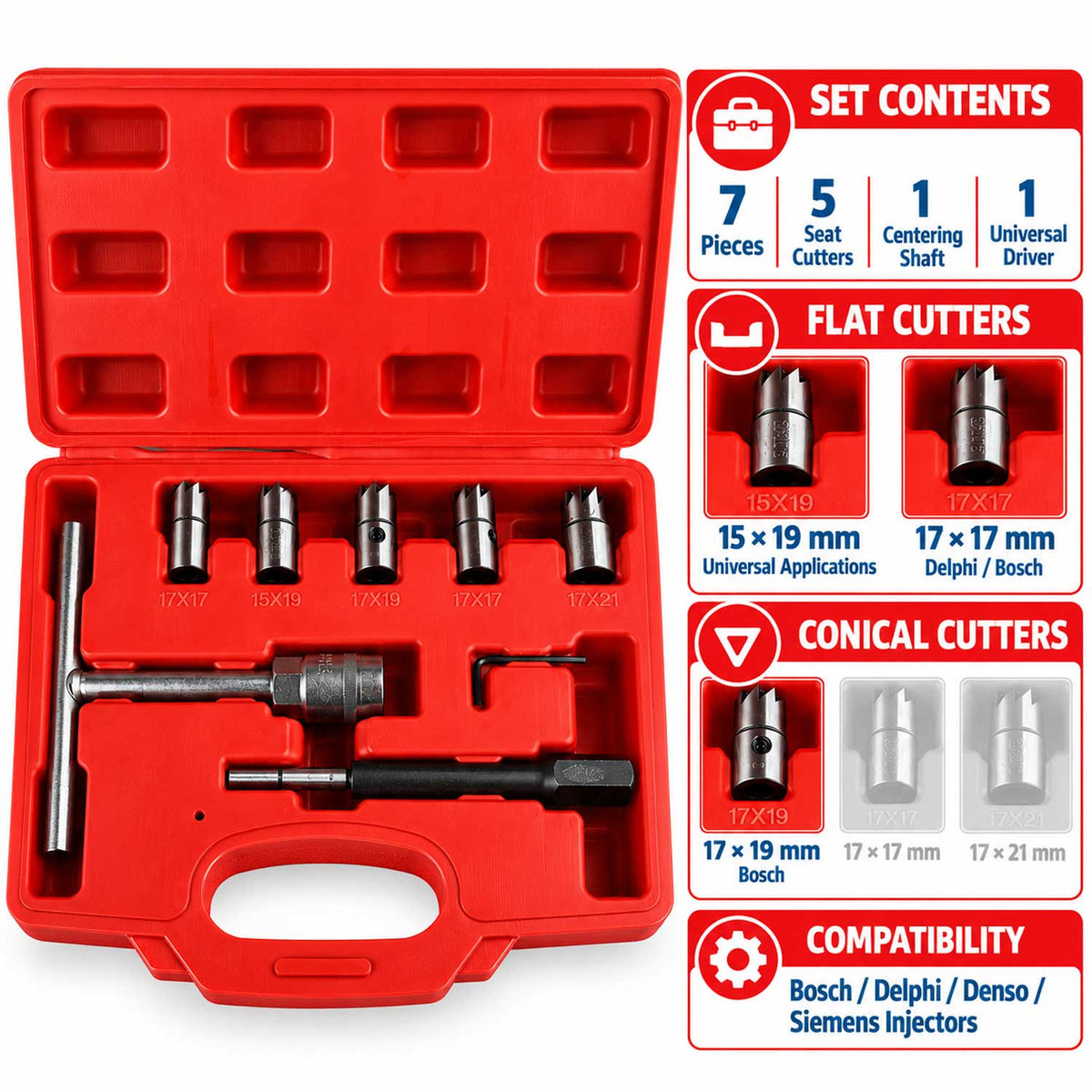 Trusa freze pentru curatat locas orificiu scaun injectoare 7 piese GEBO TOOLS