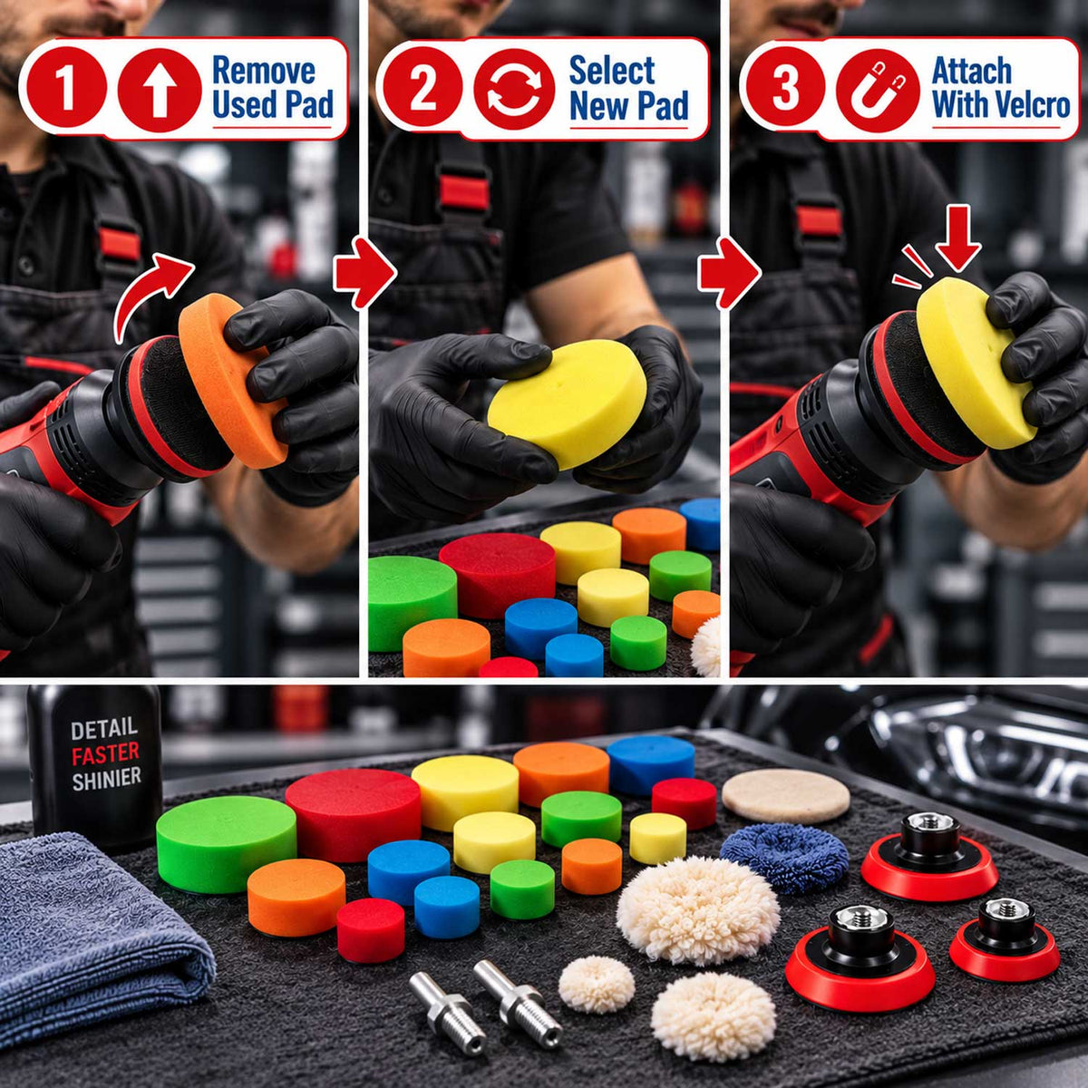 Set 29 buc bureti rezerve pentru lustruit si polisat 25-50-75 mm GEBO TOOLS