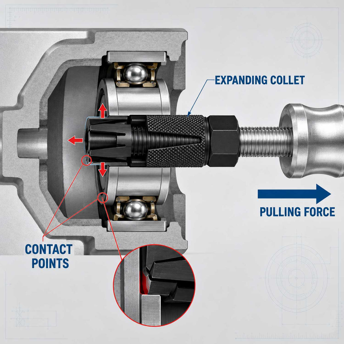 Trusa extractor rulment prindere interioara cu ciocan culisant GEBO TOOLS