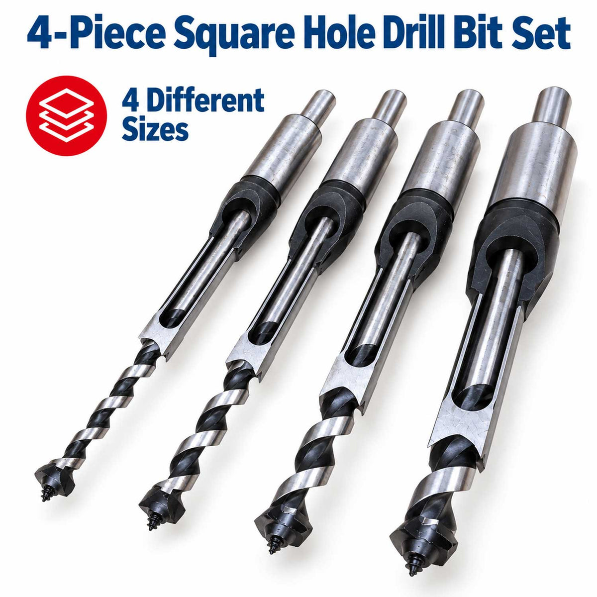 Set de 4 burghie pentru gaurit patrate in lemn GEBO TOOLS