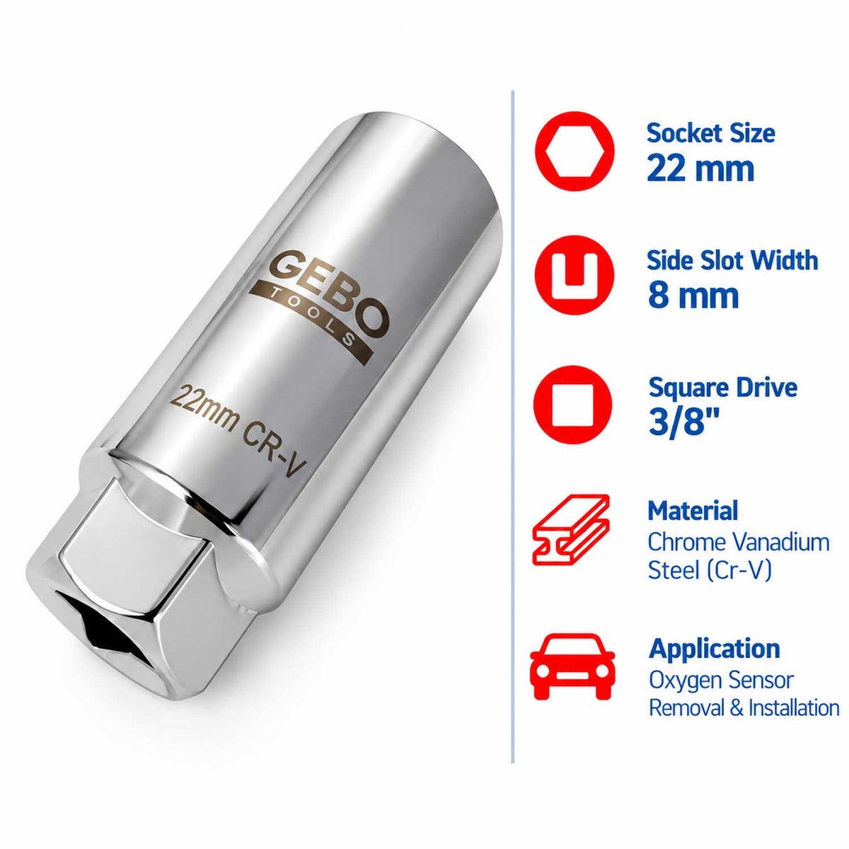 Cheie sonda lambda 3/8 22 mm crestatura 8 mm GEBO TOOLS