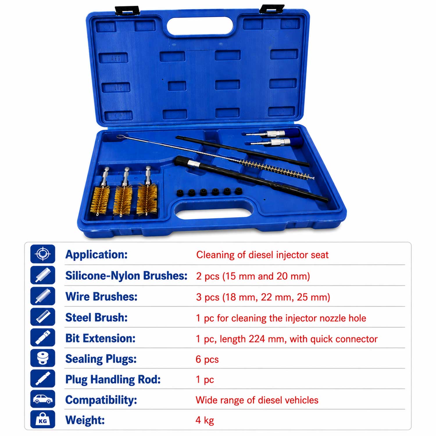 Trusa perii pentru curatat scaun locas injectoare diesel GEBO TOOLS