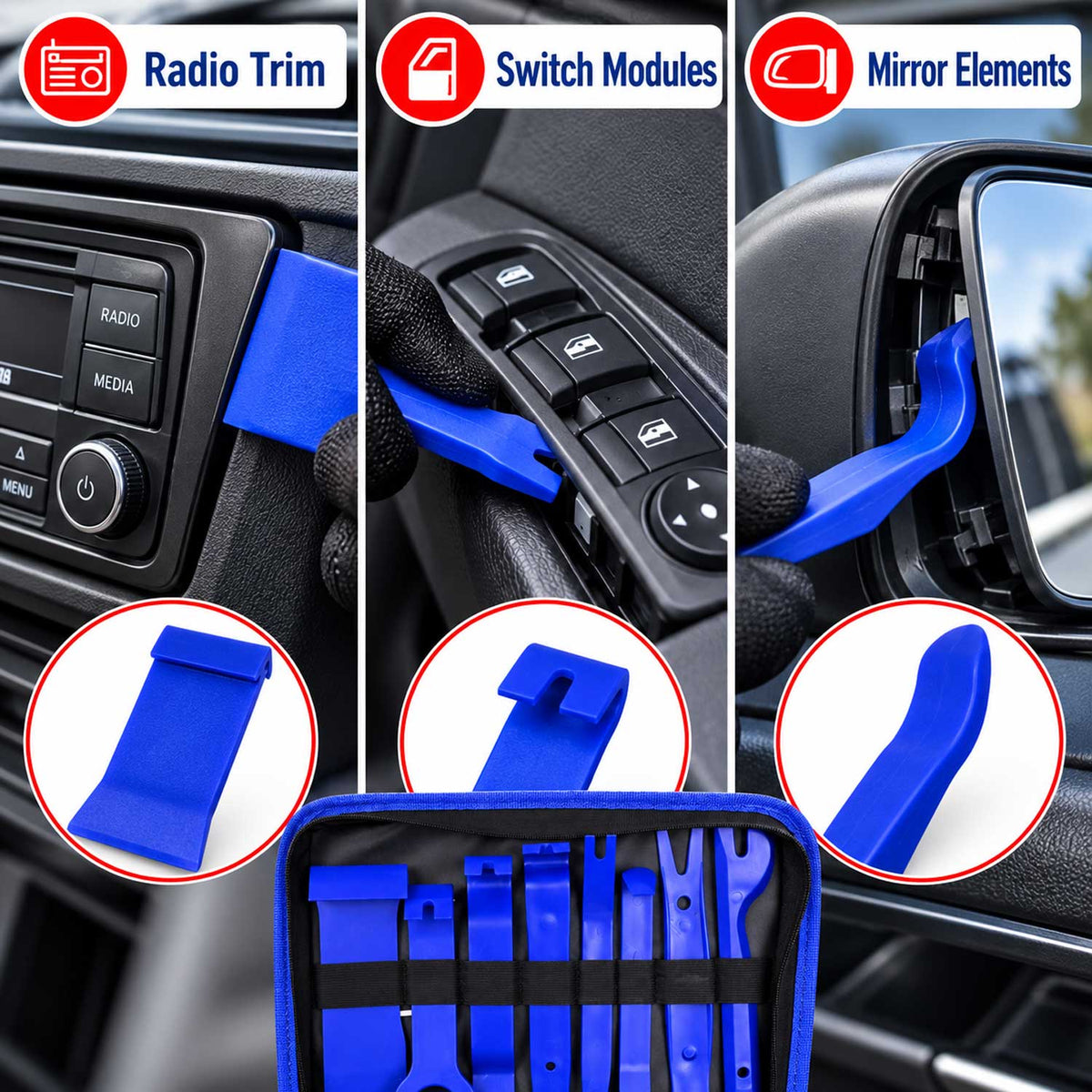 Trusa demontat radio si tapiterii cleme auto 23 piese GEBO TOOLS