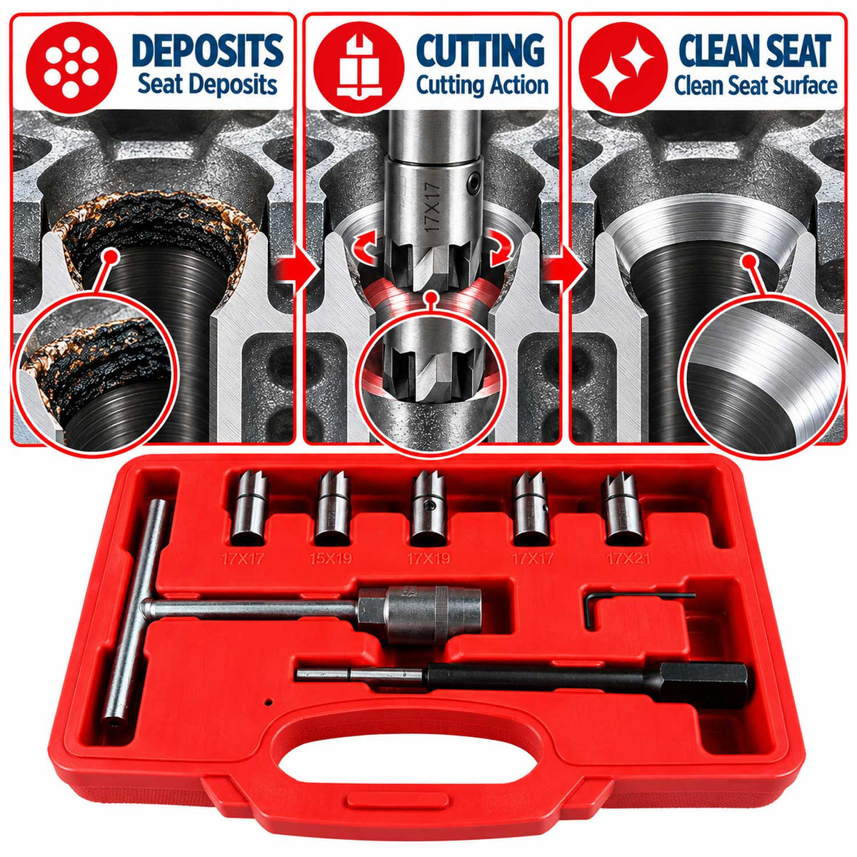 Trusa freze pentru curatat locas orificiu scaun injectoare 7 piese GEBO TOOLS