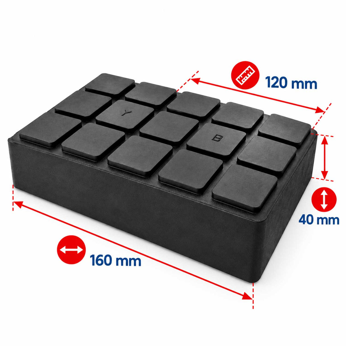 Tampon cauciuc patrat pt elevatoare tip foarfeca 160x120x40 mm GEBO TOOLS