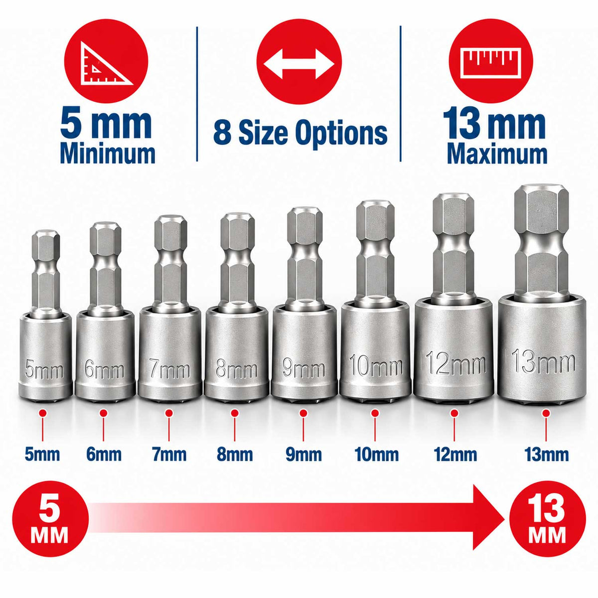 Set tubulare cu prindere in mandrina bormasina 5-13mm GEBO TOOLS