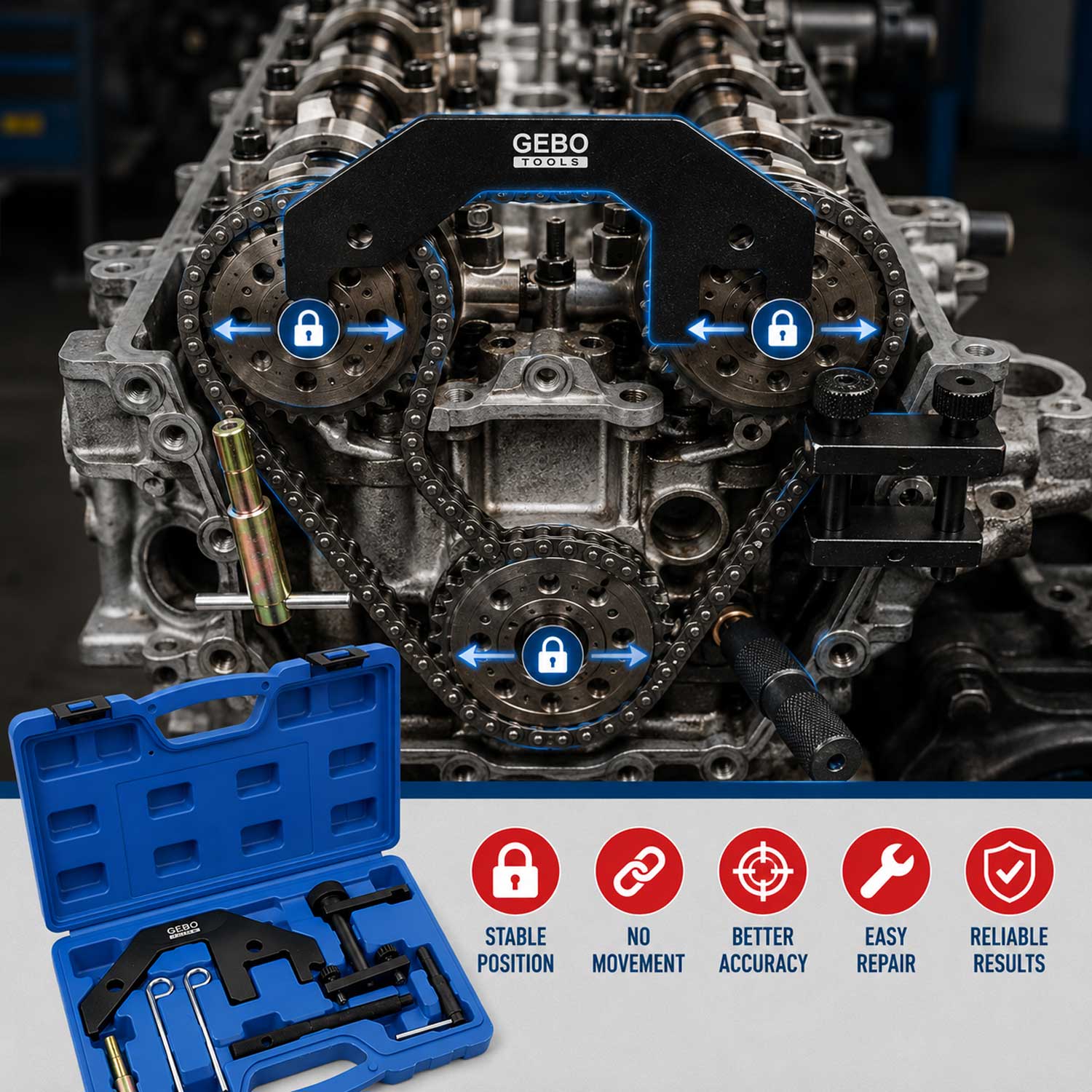 Trusa cale blocare fixare distributie BMW m47 m57 2.0 3.0 d GEBO tools