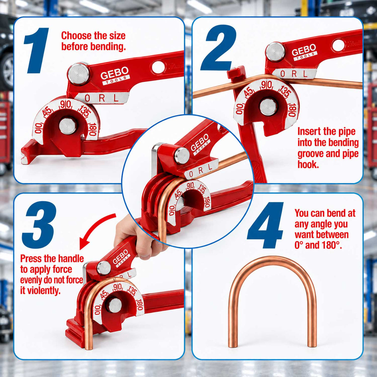 Dispozitiv indoit conducte teava manual 6 mm / 8mm / 10mm GEBO TOOLS