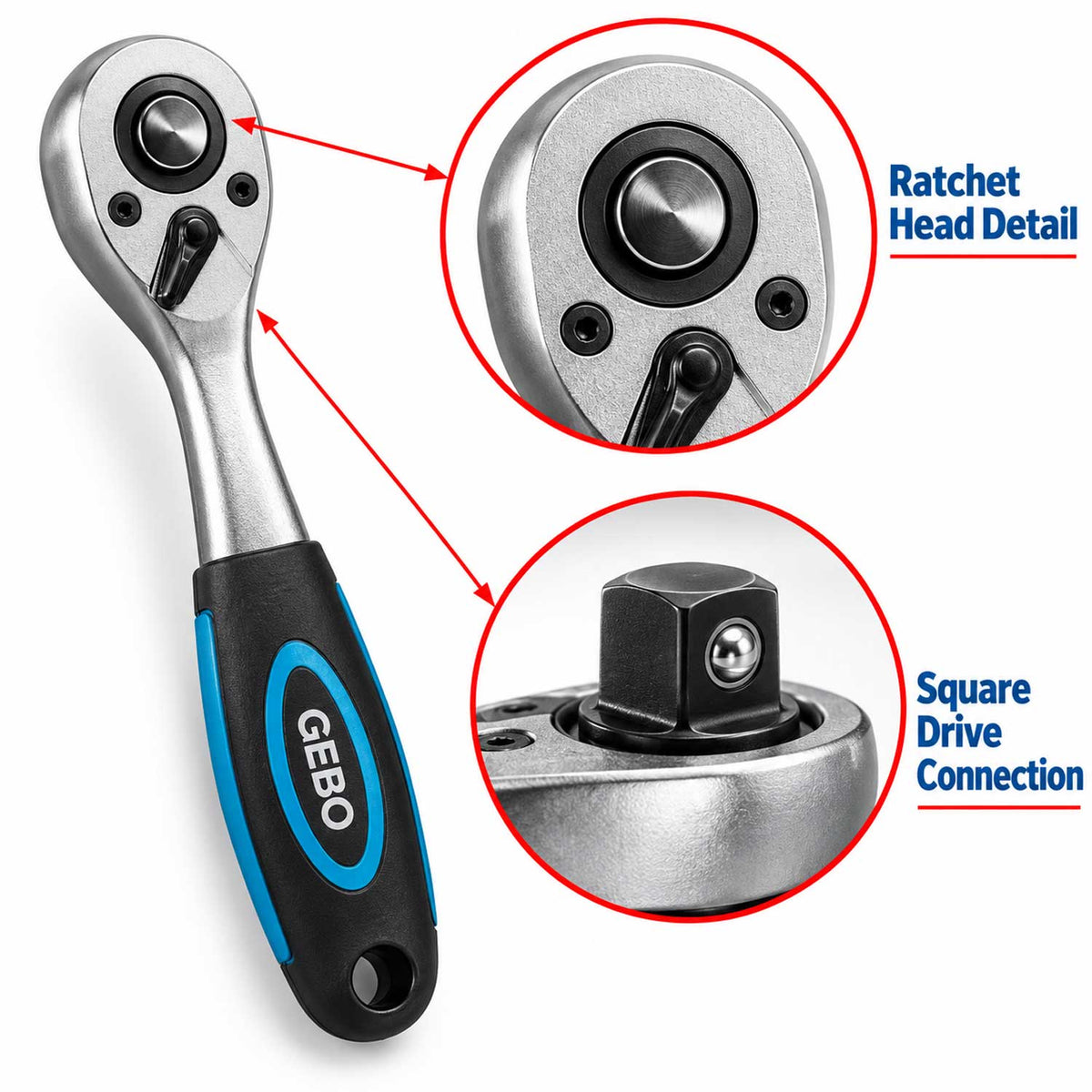 Trusa profesionala GEBO TOOLS 81 piese – modul dulap cu chei tubulare lungi si scurte, biti, prelungitoare, adaptoare si clicheti 1/2”, 3/8”, 1/4” cr-v