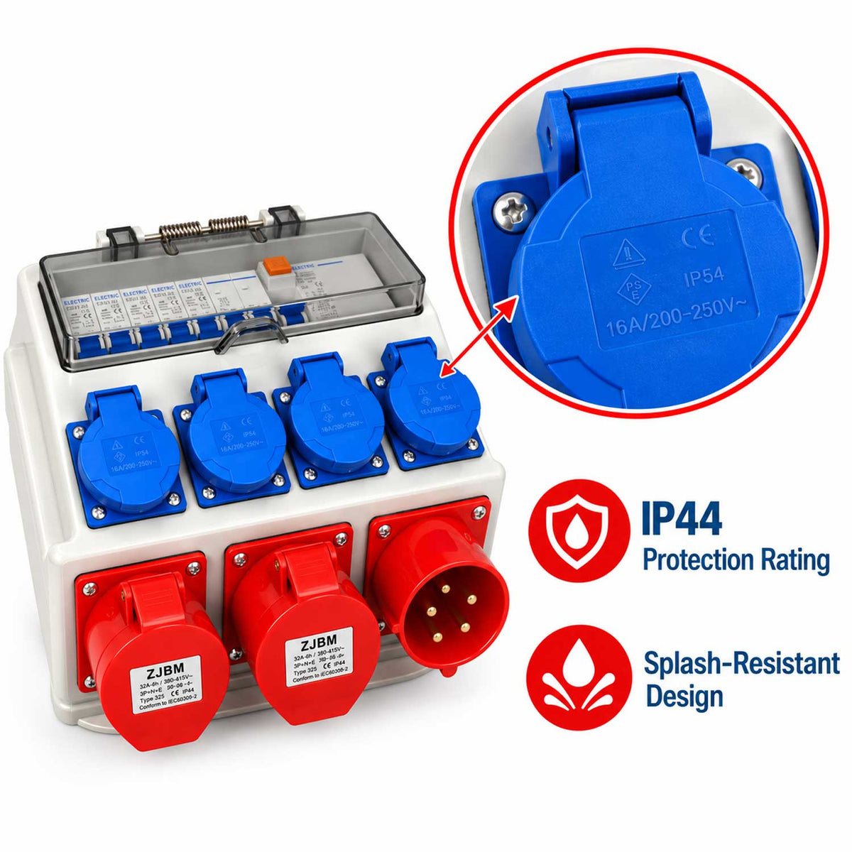 Cutie de distributie+protectie portabila 3x400V 4x230V IP44 GEBO TOOLS