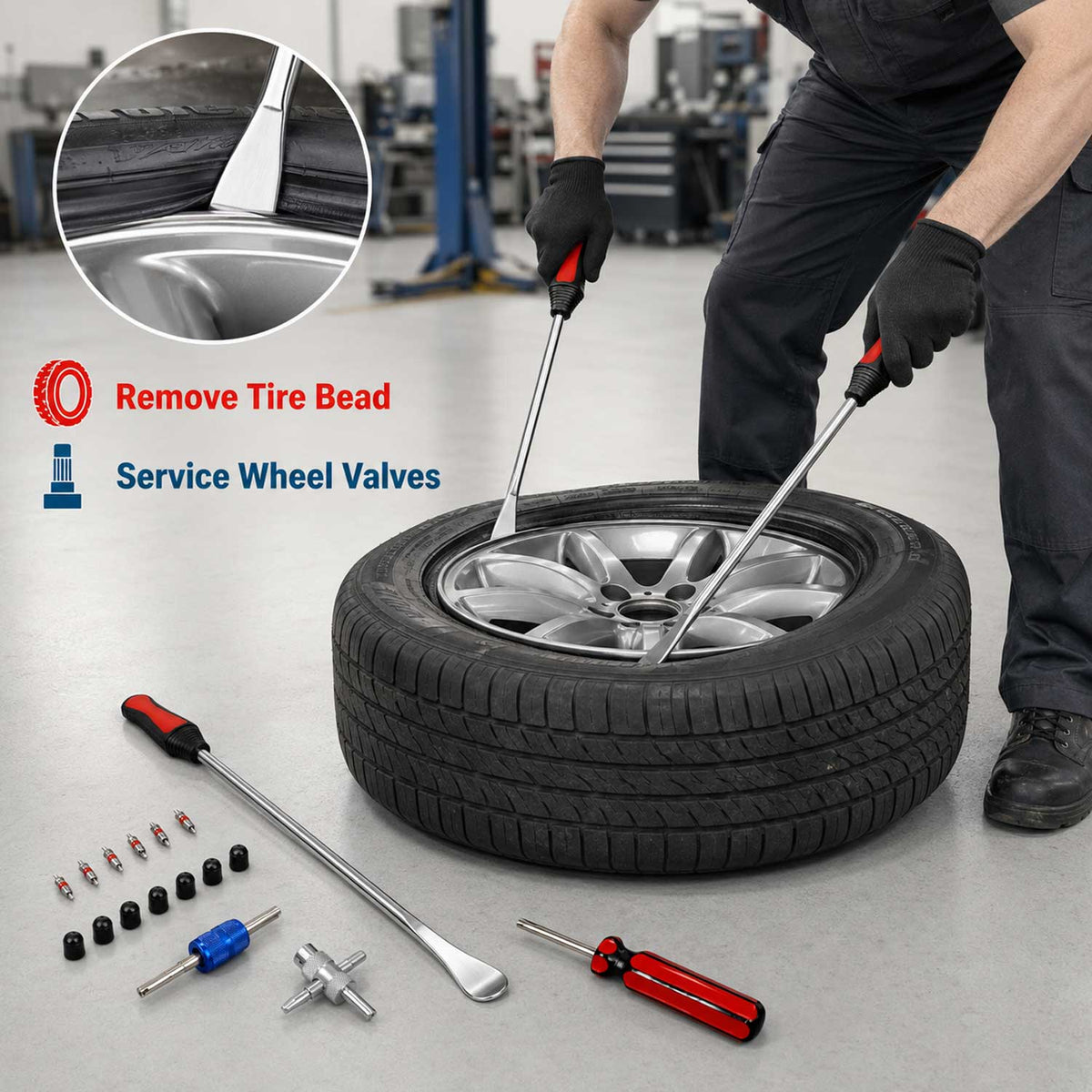 Set leviere cu maner pentru anvelope 22 piese GEBO TOOLS