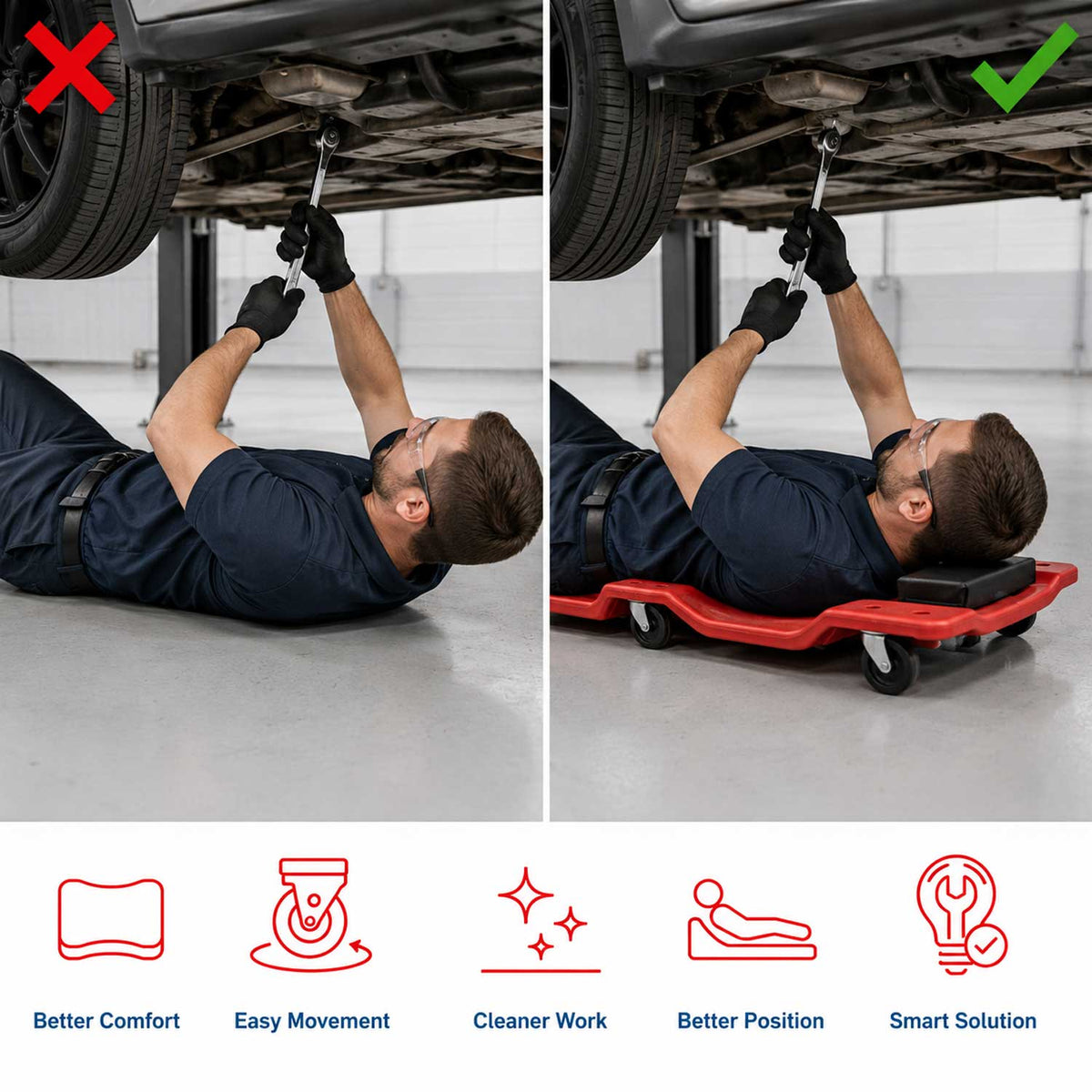 Pat mecanic mobil rosu GEBO TOOLS