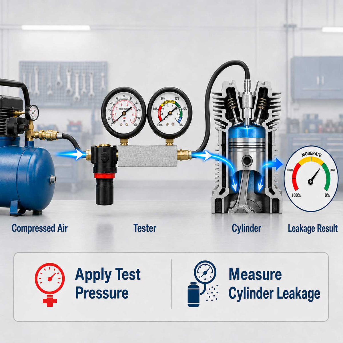 Tester pt verificare scurgeri la cilindru GEBO TOOLS