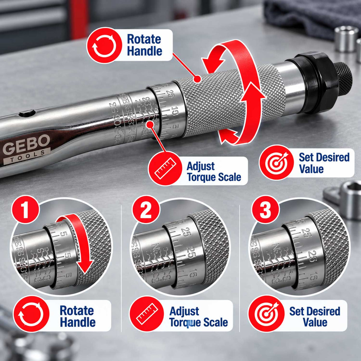 Cheie dinamometrica 1/4 5-25 NM GEBO TOOLS