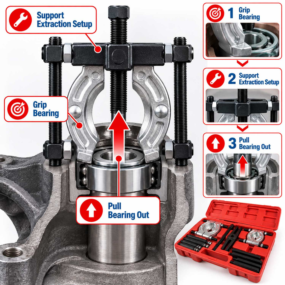 Trusa extractor rulmenti 30-75 mm GEBO TOOLS