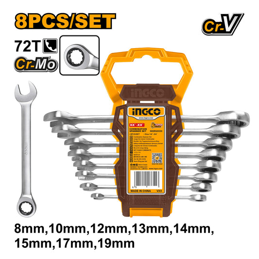 SET CHEI COMBINATE CU CLICHET 8-19MM INGCO