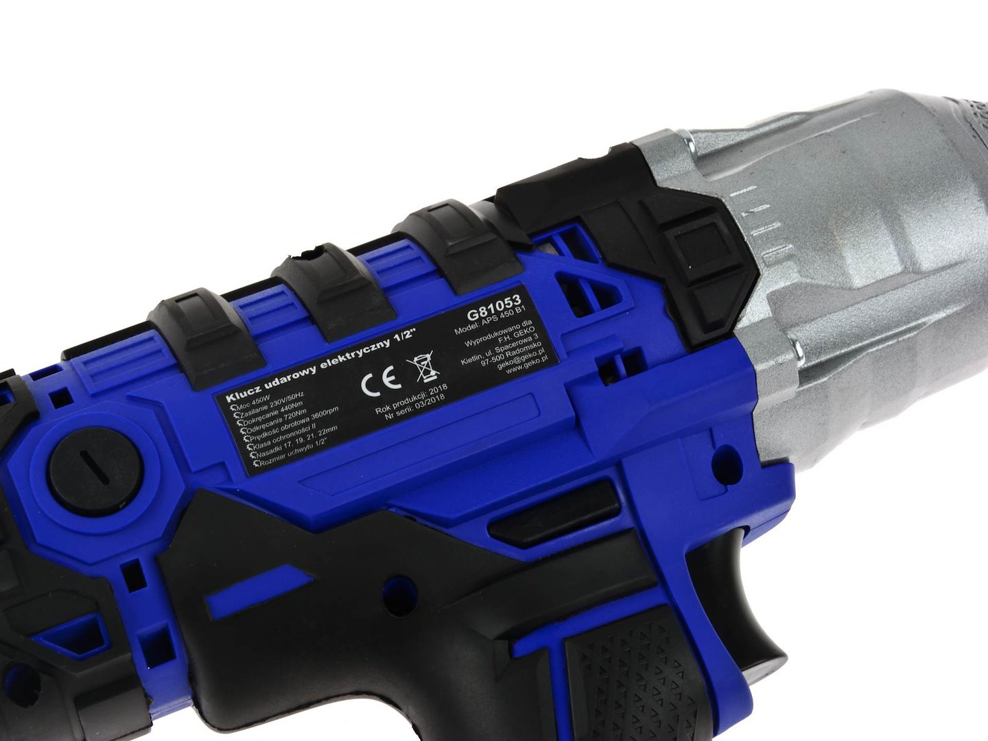 PISTOL ELECTRIC DE IMPACT 1/2'' CU TUBULARE  450NM 230V GEKO