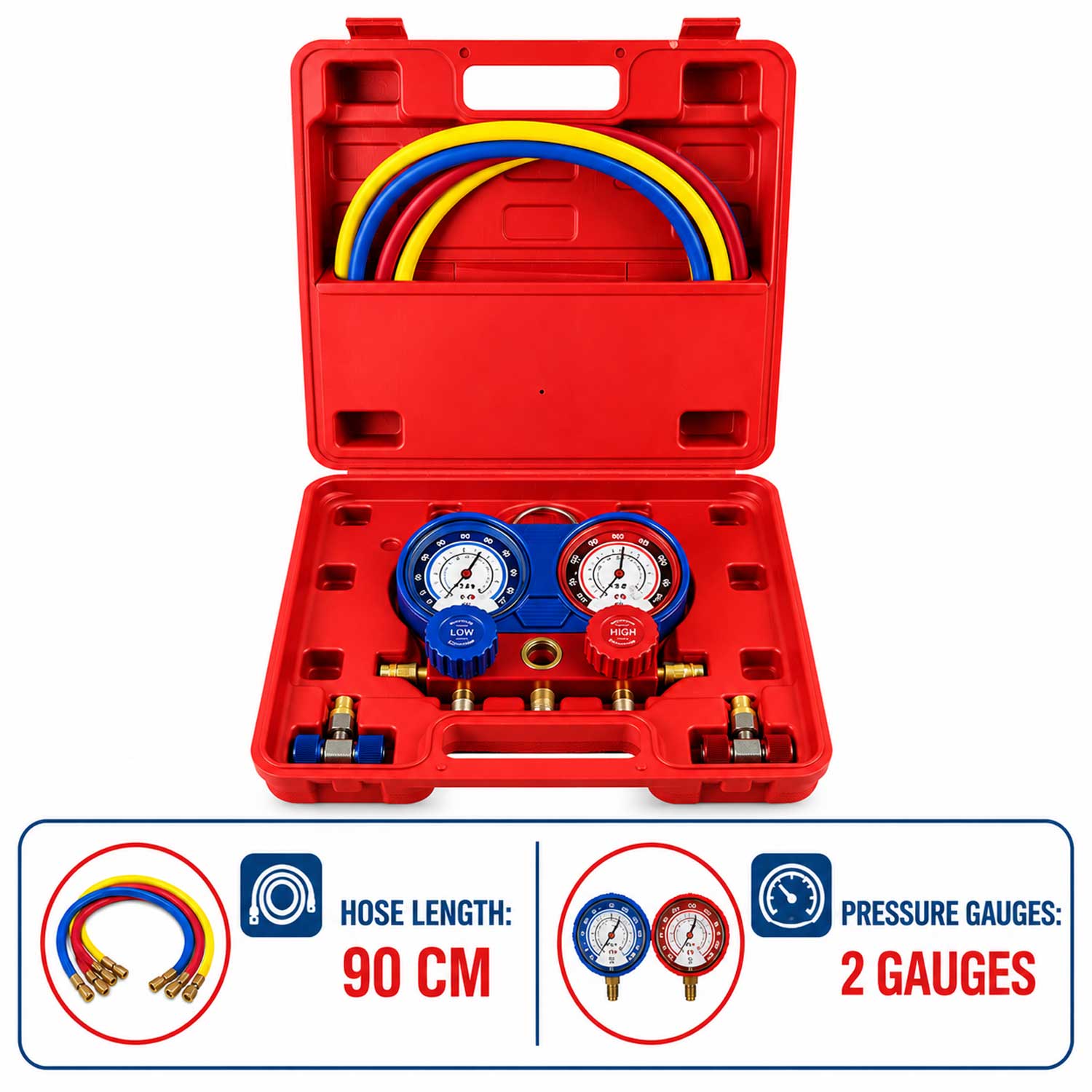 Trusa verificare presiune aer conditionat si incarcare umplere diagnosticare instalatii aer conditionat GEBO TOOLS