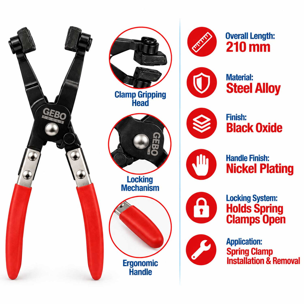 Cleste pentru coliere elastice 210mm GEBO TOOLS