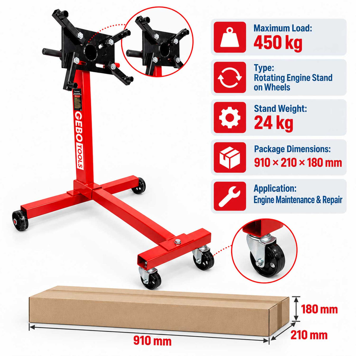 Suport motor rotativ 450 kg GEBO TOOLS