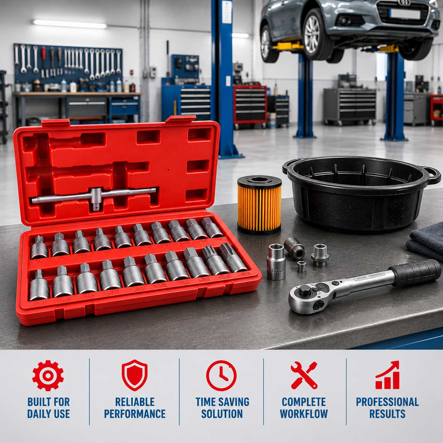 Trusa chei buson baie ulei 21 piese GEBO TOOLS