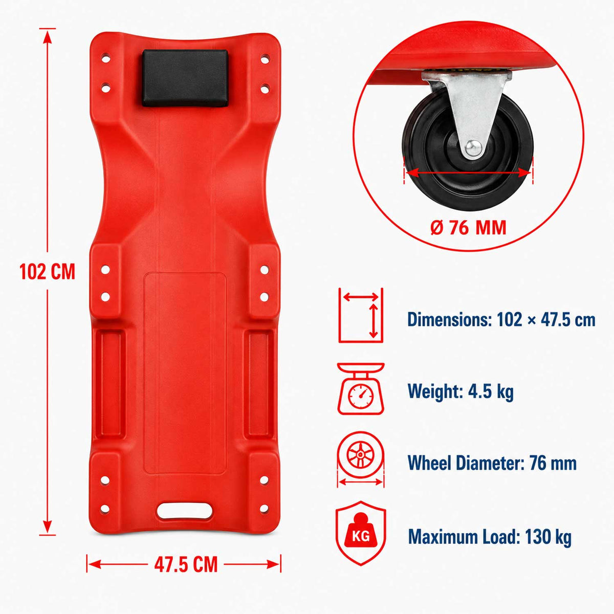 Pat mecanic mobil rosu GEBO TOOLS
