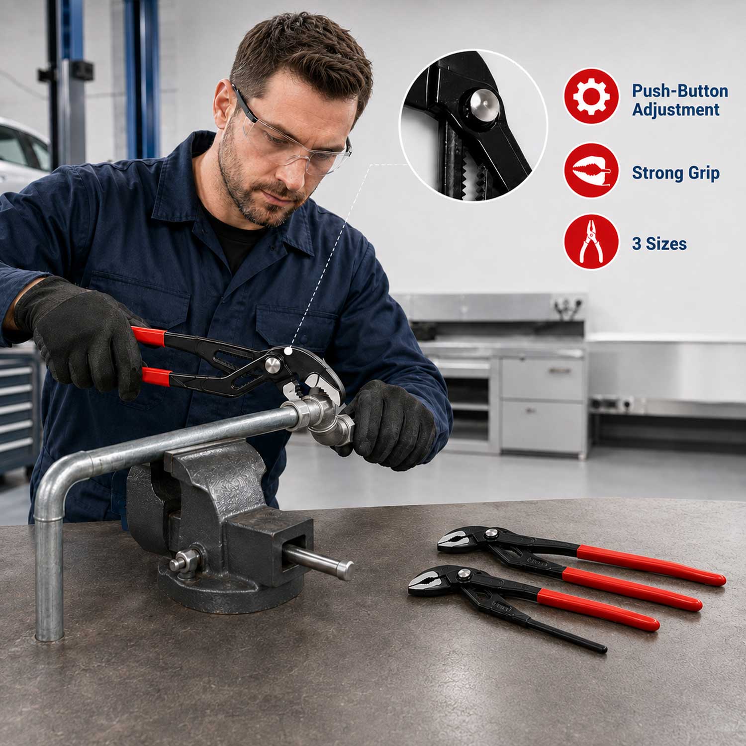 Set 3 clesti papagal reglabili pentru tevi GEBO TOOLS