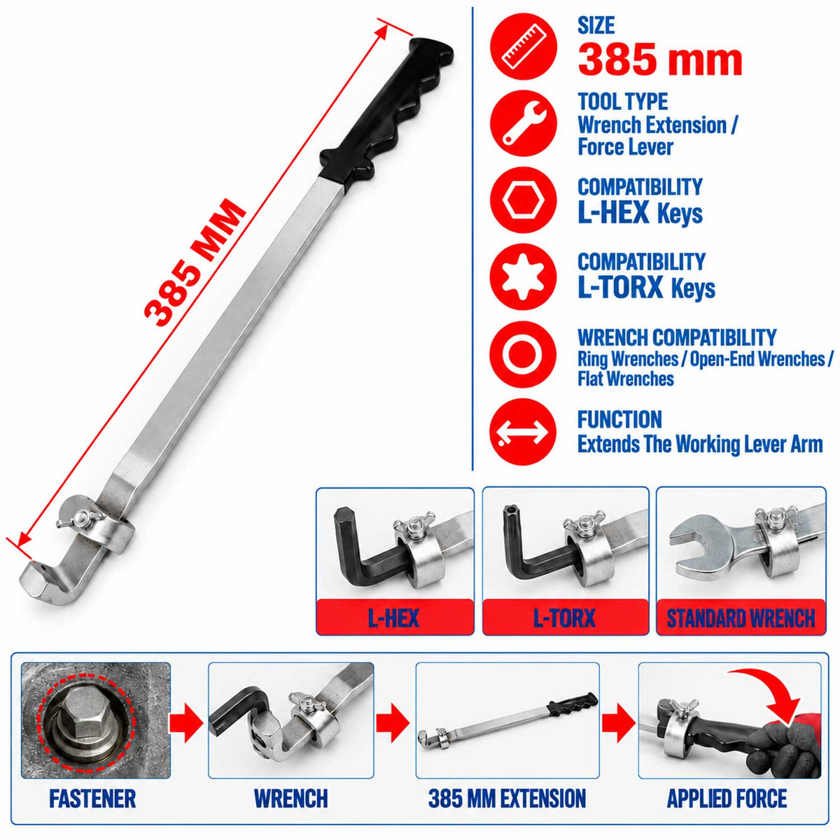 Extensie cheie inelara de forta 385mm GEBO TOOLS