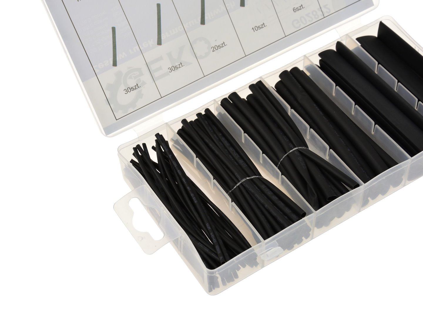 SET 100 TUBURI MANSOANE TERMOCONTRACTIBILE PENTRU CABLU - 6 DIMENSIUNI - GEKO