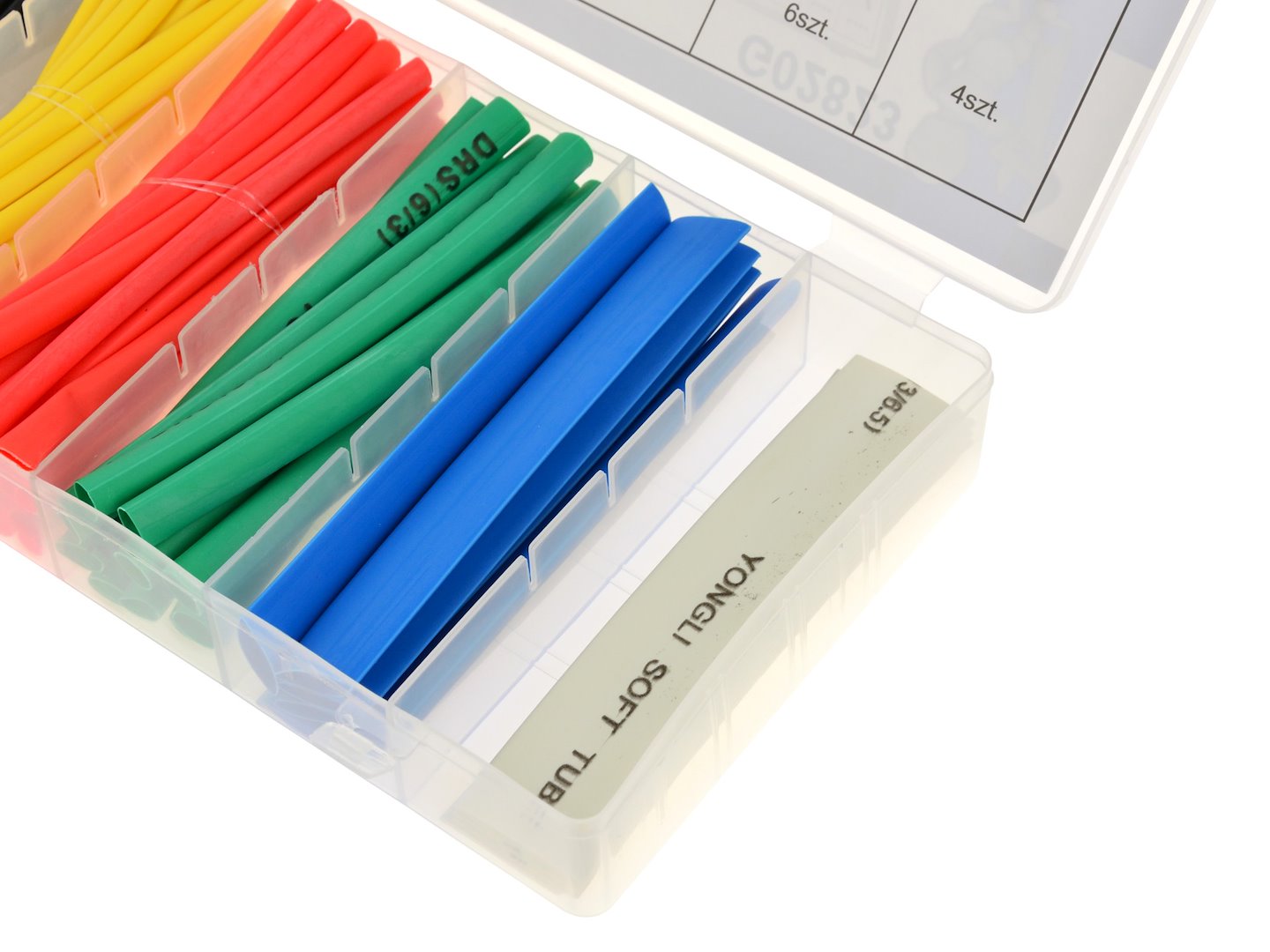 SET 100 TUBURI MANSOANE TERMOCONTRACTIBILE COLORATE PENTRU CABLU, 6 DIMENSIUNI - GEKO