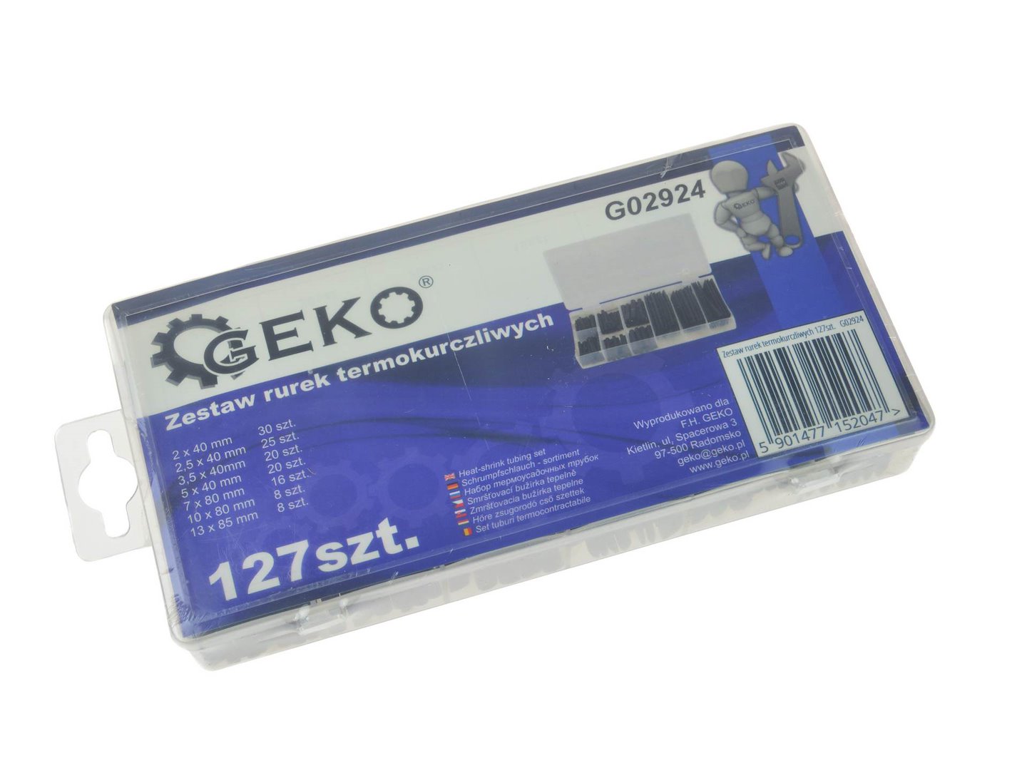 SET 127 TUBURI MANSOANE TERMOCONTRACTIBILE PENTRU CABLU, 7 DIMENSIUNI - GEKO