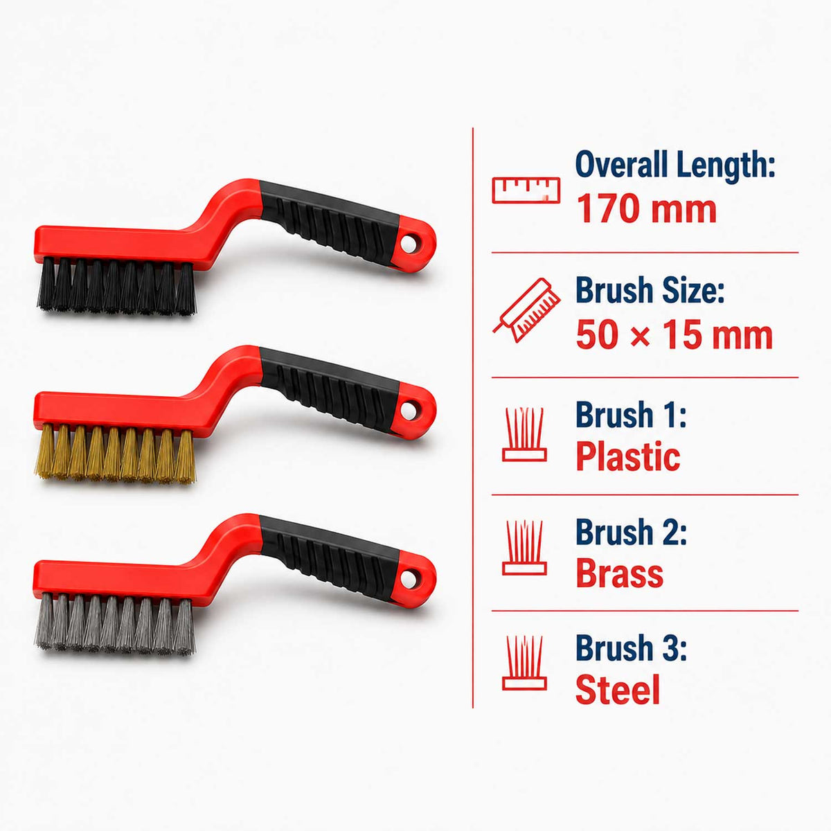Set 3 perii de sarma pentru curatare si indepartarea ruginei lungime 170mm GEBO TOOLS