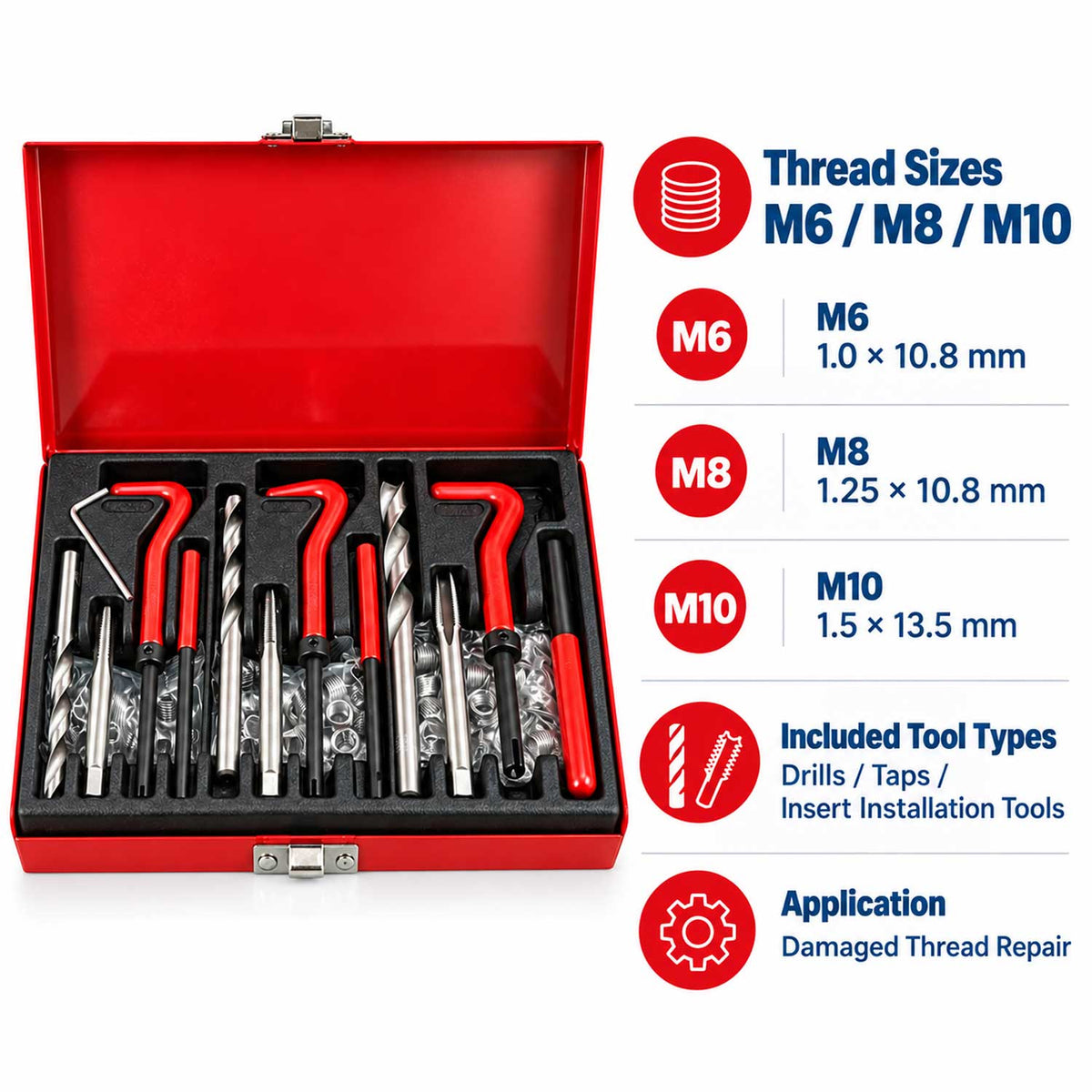 Trusa reparat filete m6 m8 m10 GEBO TOOLS
