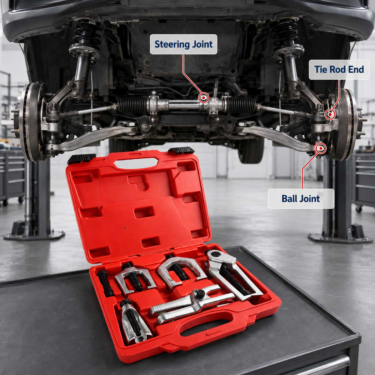 Trusa prese extractoare pivoti rotule capete de bara GEBO TOOLS