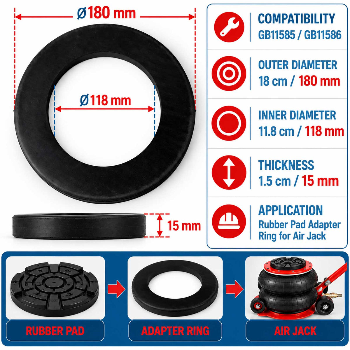 Inel adaptor tampon cauciuc pentru cric perna aer 3.5T GEBO TOOLS