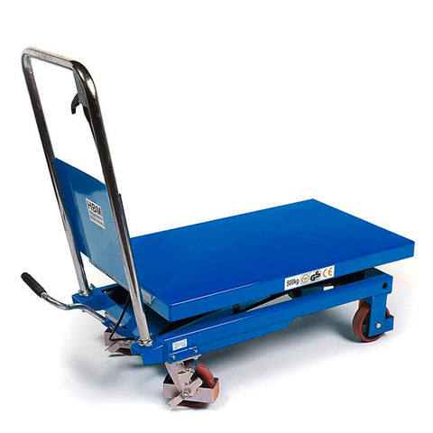 MASA DE LUCRU HIDRAULICA HBM OLANDA, MOBILA, 500 KG, CU PEDALA DE RIDICARE, INALTIME REGLABILA PANA LA 90 CM
